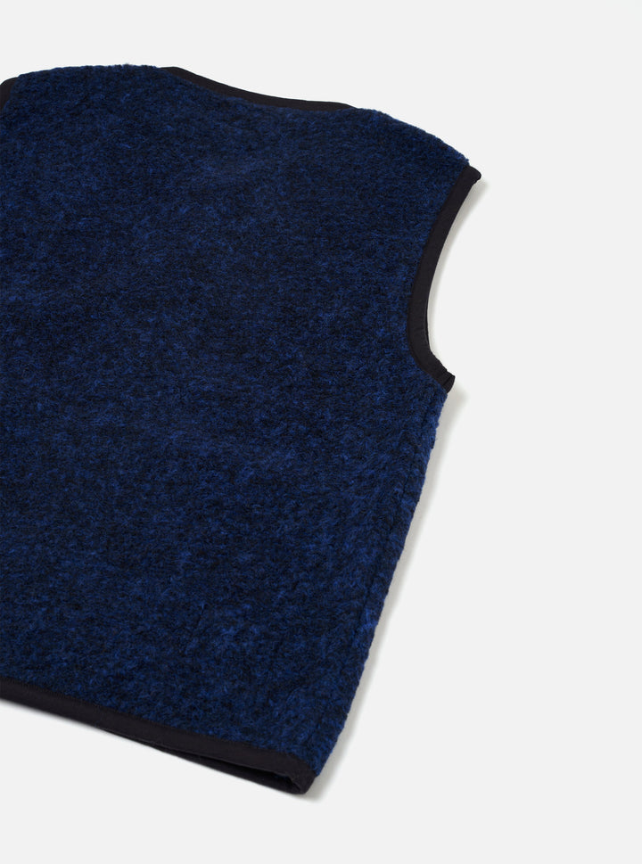 Universal Works Lancaster Gilet Bouclet Fleece Blue Blu - foto 5