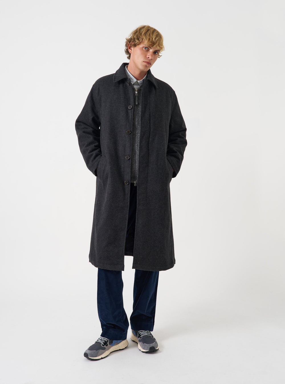 Universal Works Mac Coat Mowbray Grey Marl Grigio - foto 2