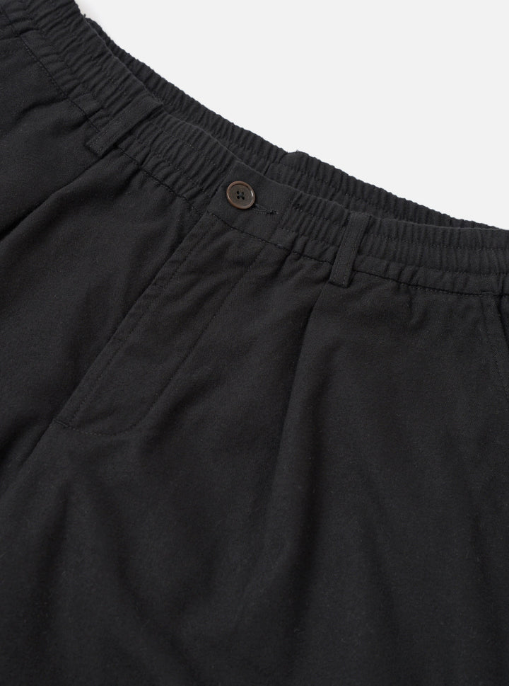 Universal Works Pleated Track Pant Brushed Moleskin Black Nero - foto 6