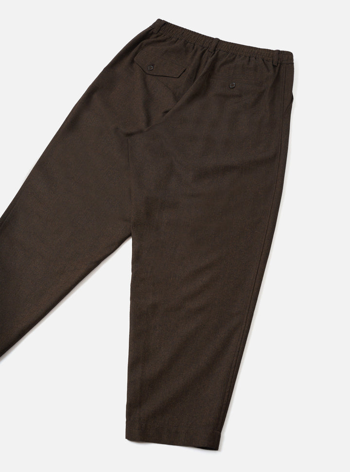 Universal Works Pleated Track Pant Recycled Italian Tweed Brown Marrone - foto 5