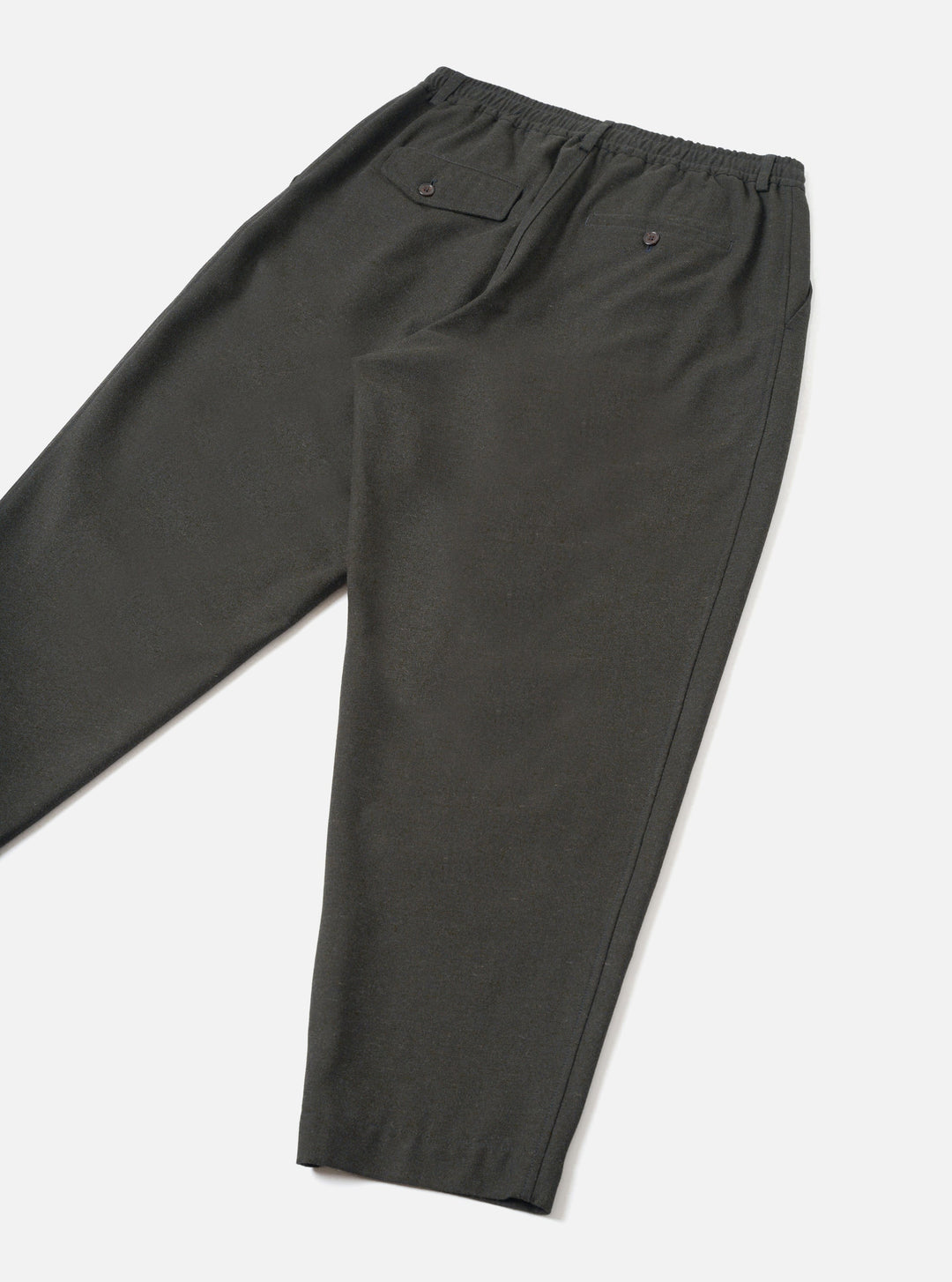 Universal Works Pleated Track Pant Recycled Italian Tweed Olive Verde - foto 3