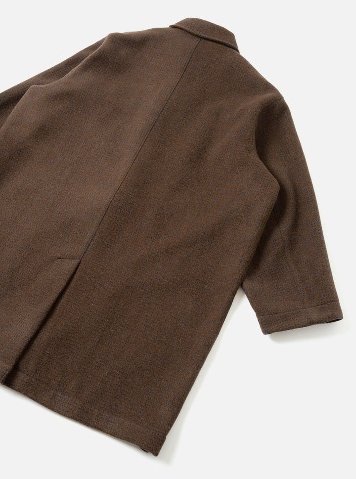 Universal Works Stan Coat Wool Tweed Mix Navy/Brown Blu - foto 5