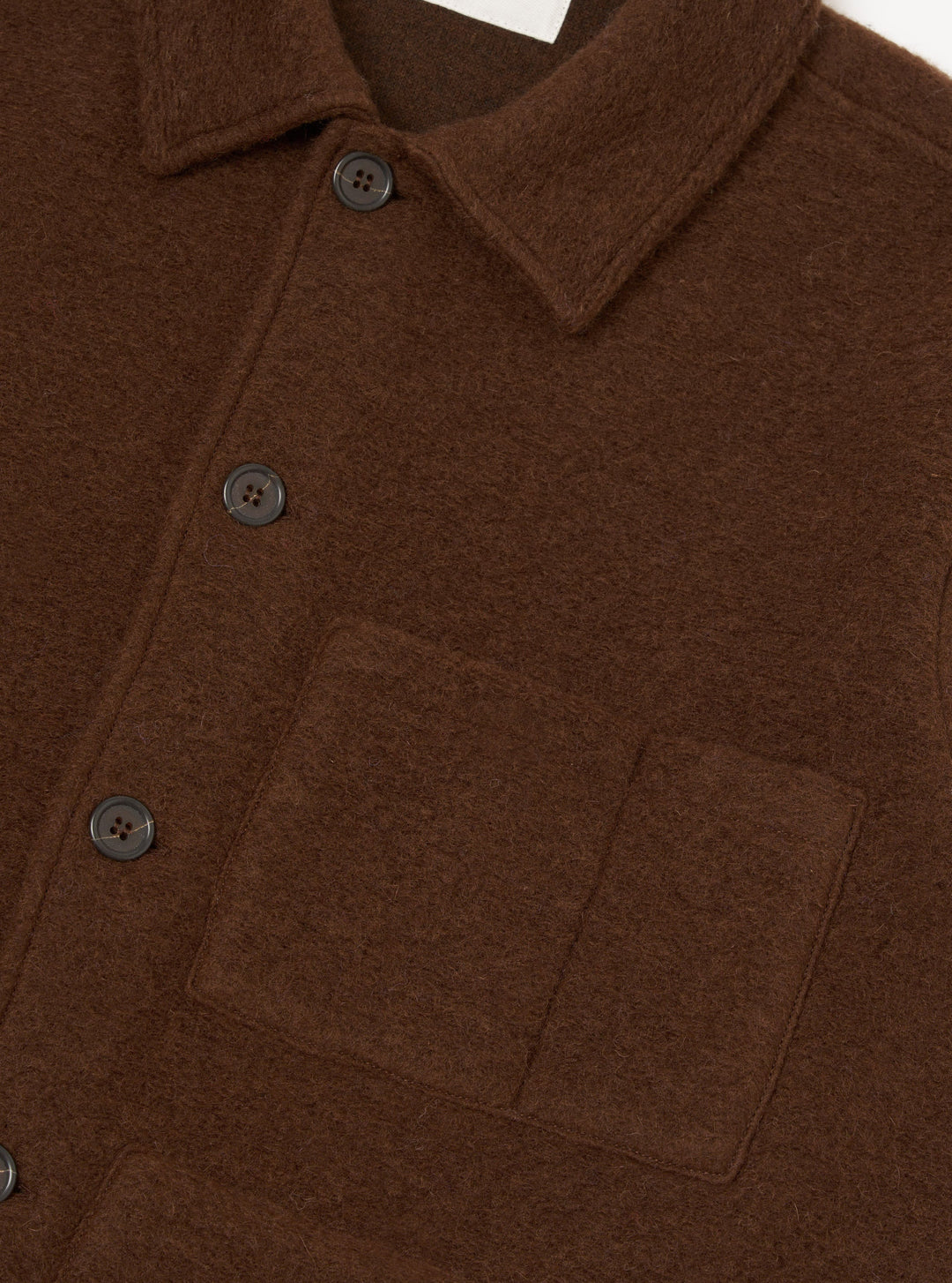 Universal Works Uniform Jacket Wool Fleece Cacao Marrone - foto 6