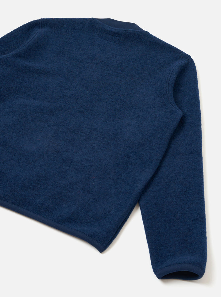 Universal Works Zip Bomber Wool Fleece Indigo Blu - foto 3
