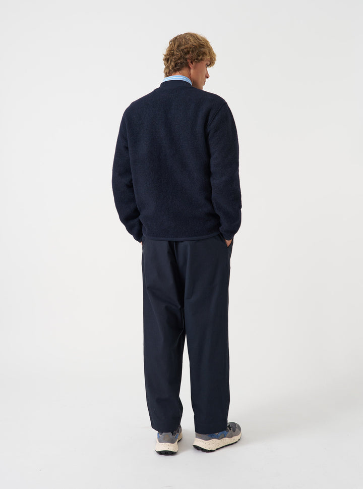 Universal Works Zip Bomber Wool Fleece Navy Blu - foto 3