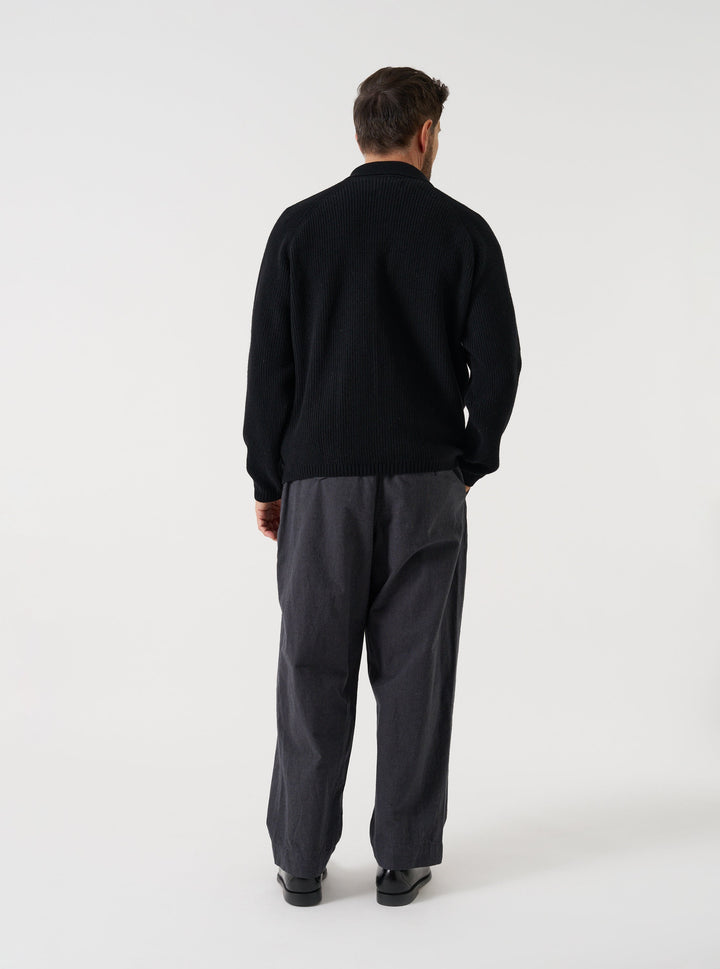 Universal Works Zip Cardigan Eco Wool Black Nero - foto 3