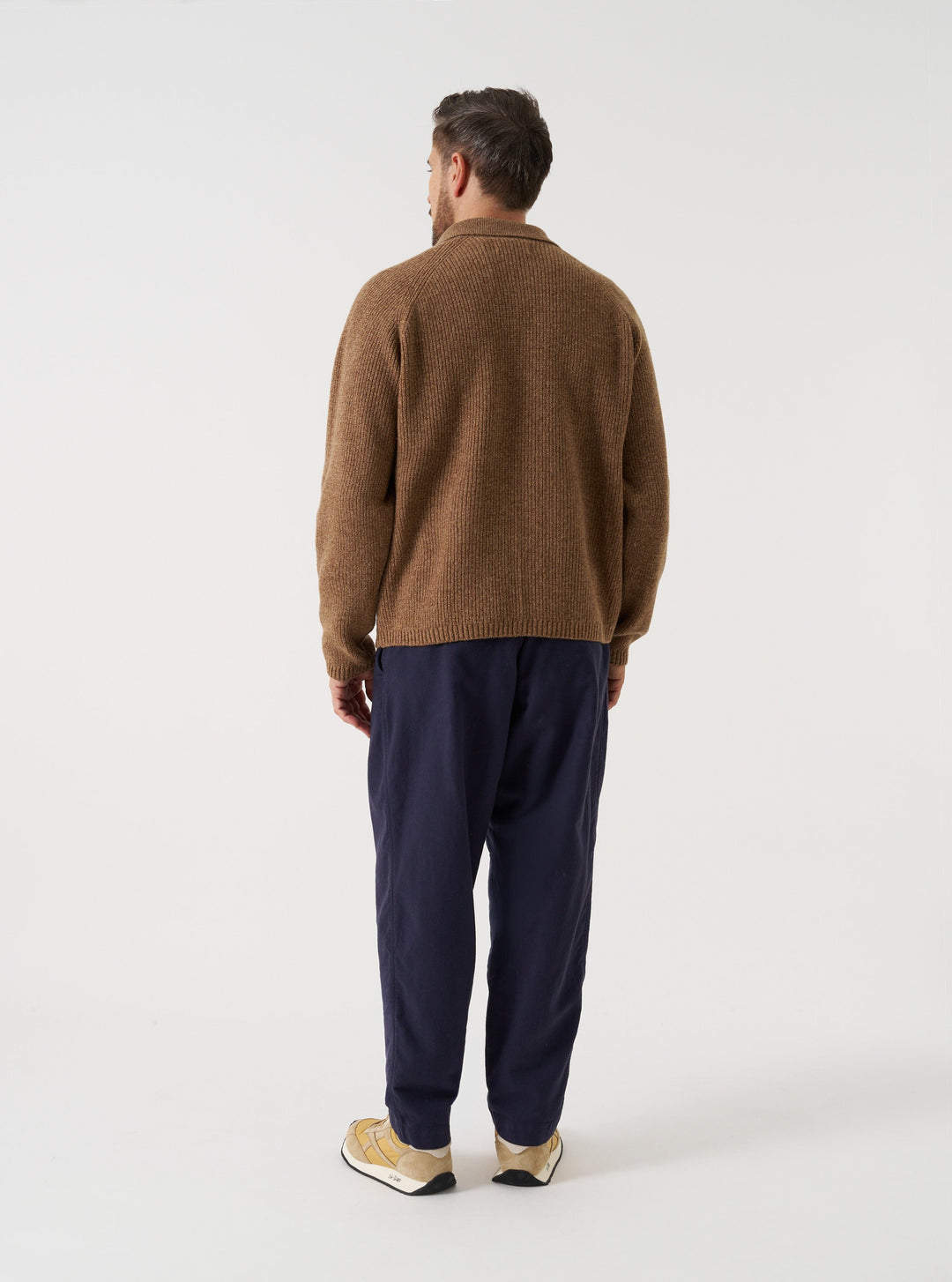 Universal Works Zip Cardigan Eco Wool Tawny Marrone - foto 3