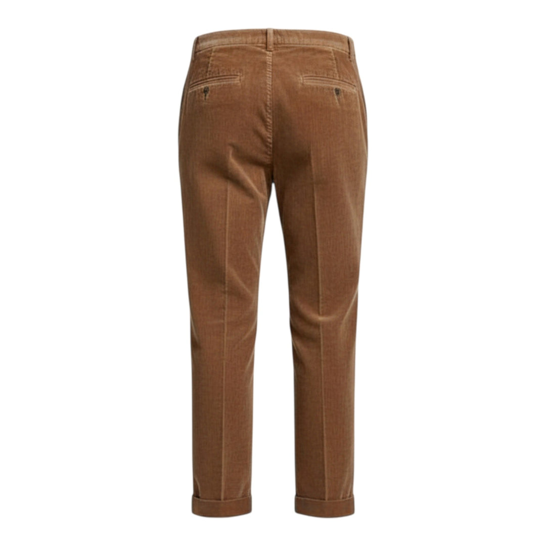 Pantalon en velours à poches américaines, court, marron