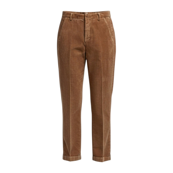 Pantalon en velours à poches américaines, court, marron